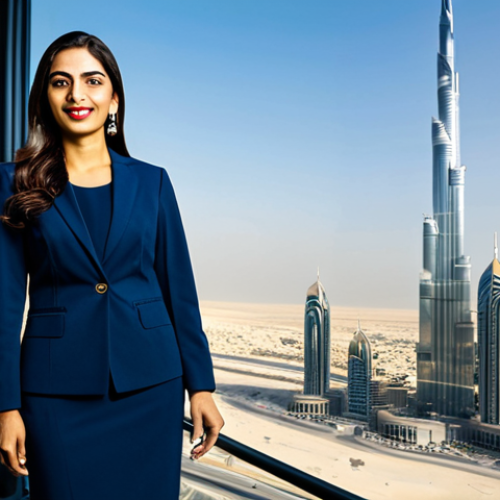 **

"A successful Arab businesswoman, fully clothed in a modest, tailored business suit, confidently presenting at a modern conference in Dubai. Background: sleek office building and Burj Khalifa faintly visible through a window. Perfect anatomy, correct proportions, natural pose, safe for work, appropriate content, professional, family-friendly, high quality."

**