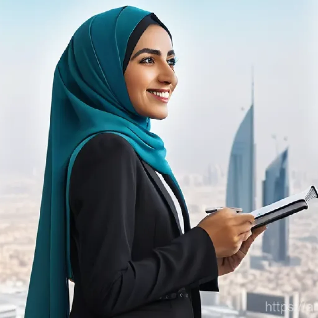 무역영어 필기시험의 시간 관리와 준비법 - **Prompt:** A vibrant, eye-level medium shot of an ambitious young Arab woman in her late 20s, with ...