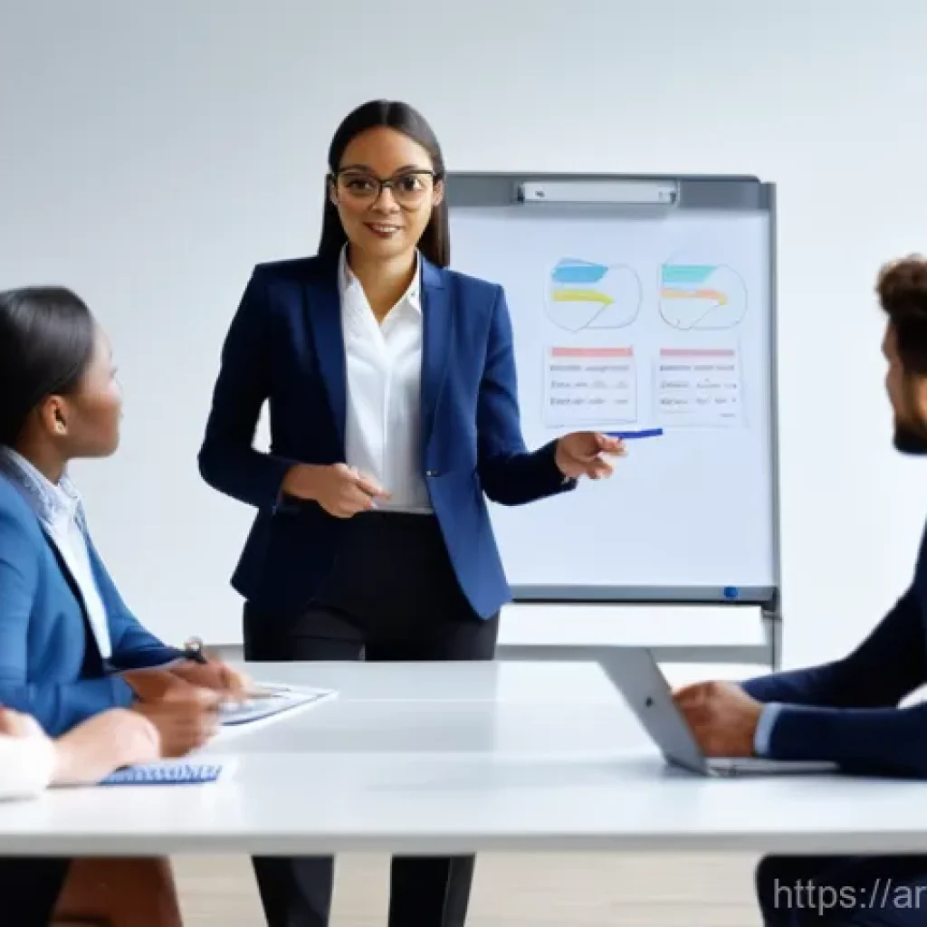 무역영어 실기시험 대비에서 자주 묻는 질문 - **Prompt:** A young, diverse group of three to four ambitious professionals, dressed in smart busine...