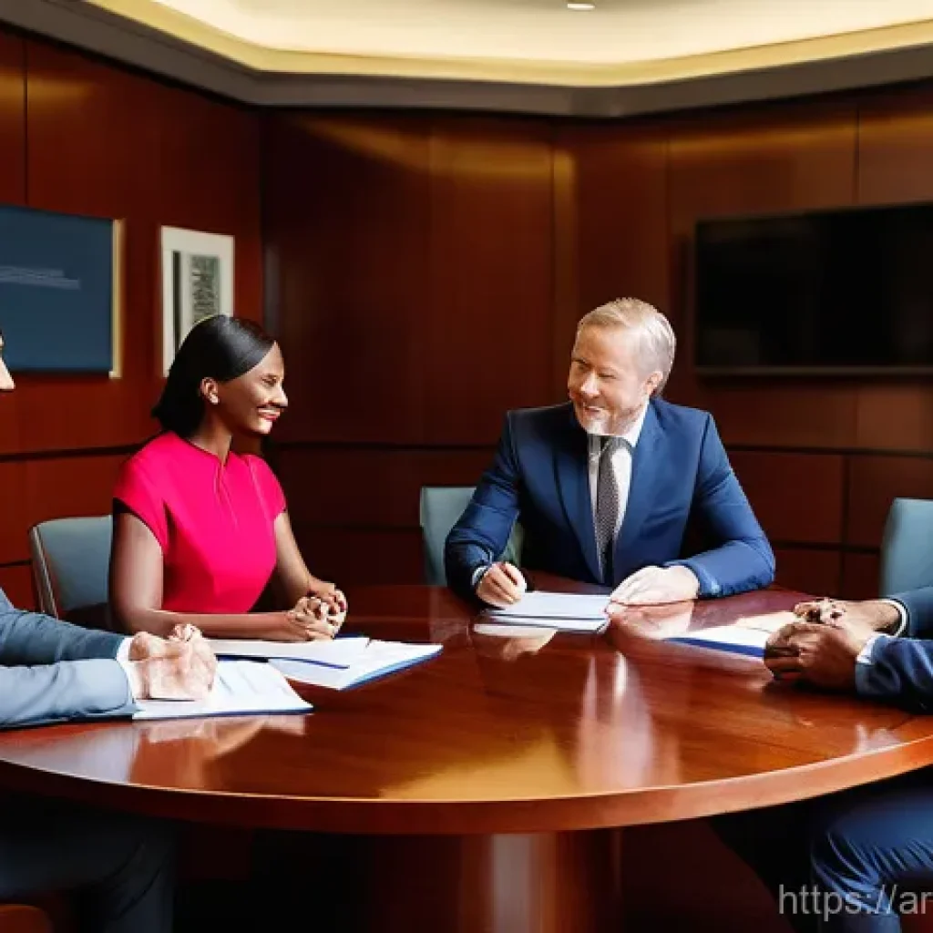 무역영어와 비즈니스 실무의 융합 사례 - **Prompt: Global Business Negotiation for a Supply Chain Agreement**
    "A vibrant, wide-shot image...