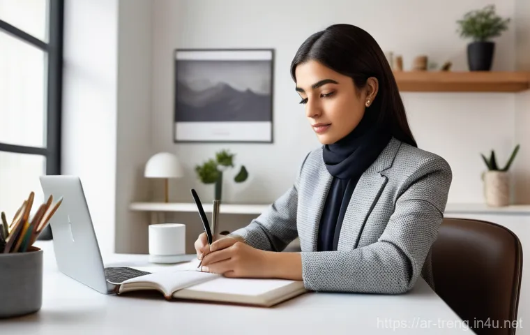 무역영어 학습 자료의 체계적 활용과 정리법 - **Prompt:** A confident young Arab businesswoman, dressed in a stylish and modest modern business su...
