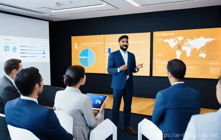 무역영어 자격증의 국제 무역에서의 활용 - A focused business professional, wearing sharp, modest corporate wear, intensely reviewing a complex...