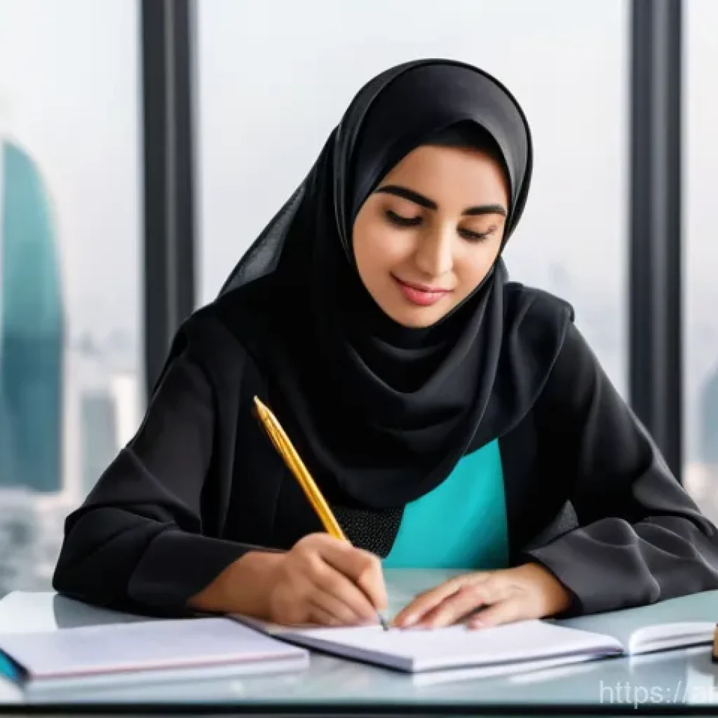 무역영어 시험 대비 자료 제작과 활용 사례 연구 - **Prompt:** A young, determined Arab professional, either male or female, deeply focused on studying...