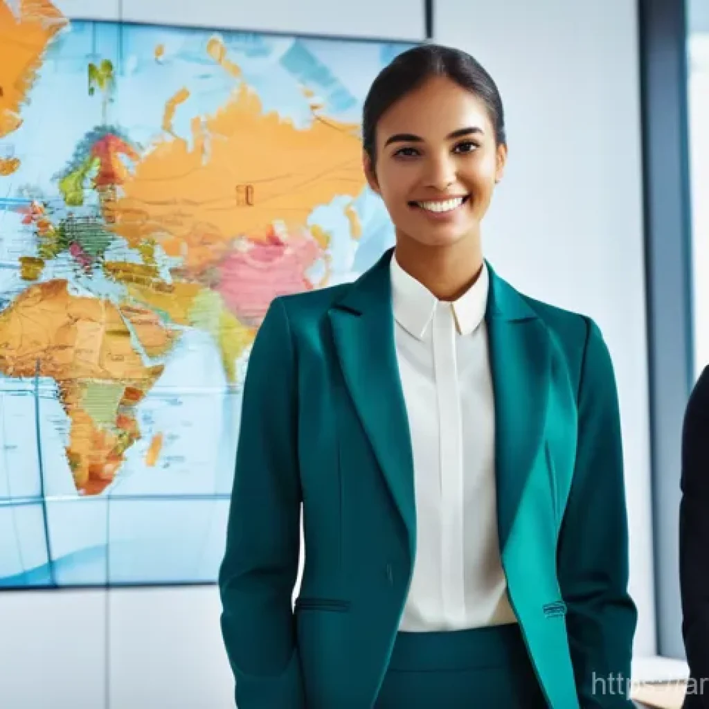 무역영어 자격증을 활용한 직업 발전 사례 - **Prompt 1: Global Business Empowerment**
    "A diverse group of highly professional individuals, i...