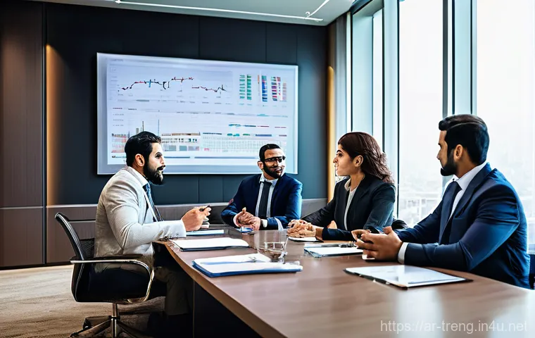 무역영어 자격증의 실질적 활용 사례 - **Image Prompt: International Business Negotiation**
A group of diverse business executives, inc...