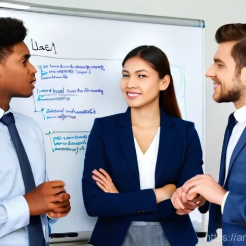 Home 28 무역영어 실기시험 중 자주 묻는 질문 - **Prompt for Professional Learning & Business Concepts:**
"A diverse group of young professional...