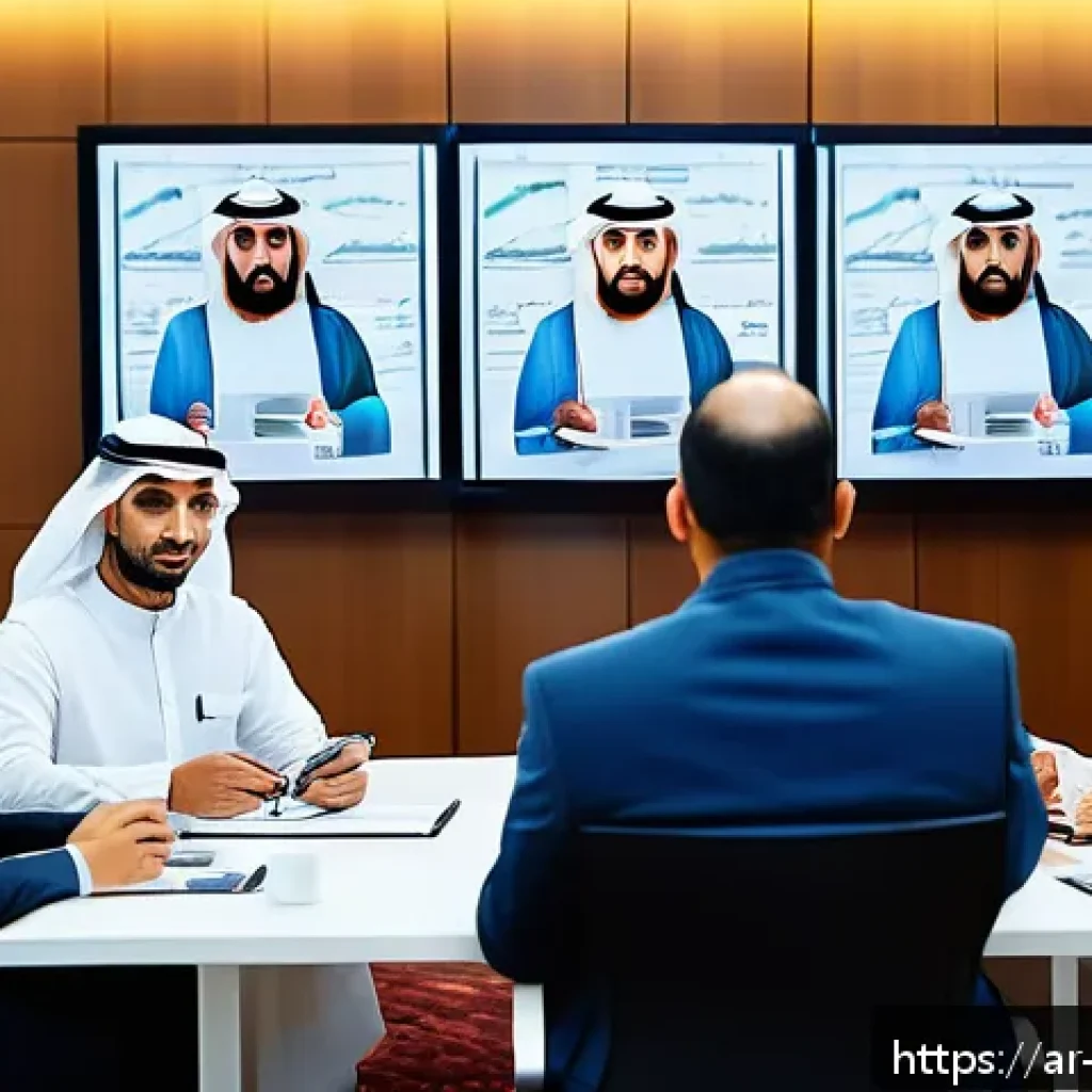 무역영어와 협상 기술 향상 - A professional business meeting scene in a modern conference room, featuring diverse Arab businesspe...