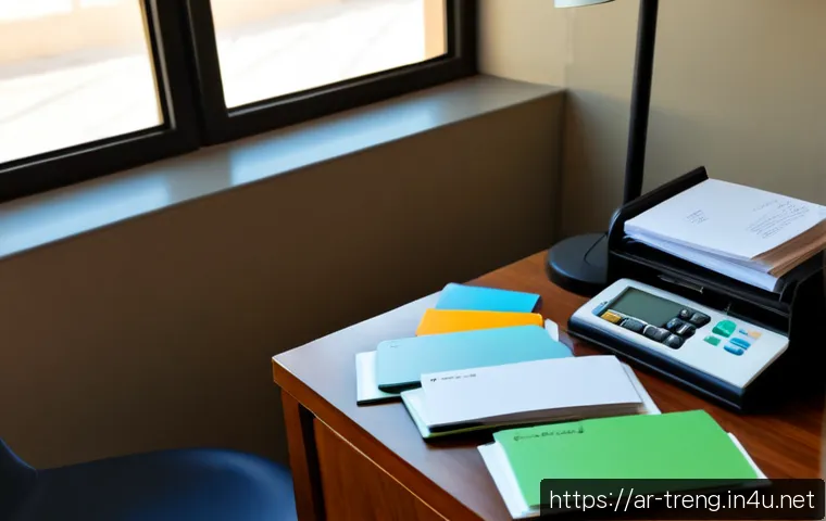 무역영어 필기시험 대비 주요 자료의 제작과 활용 - Photorealistic study desk for international trade English written-exam preparation, Arabic-speaking ...