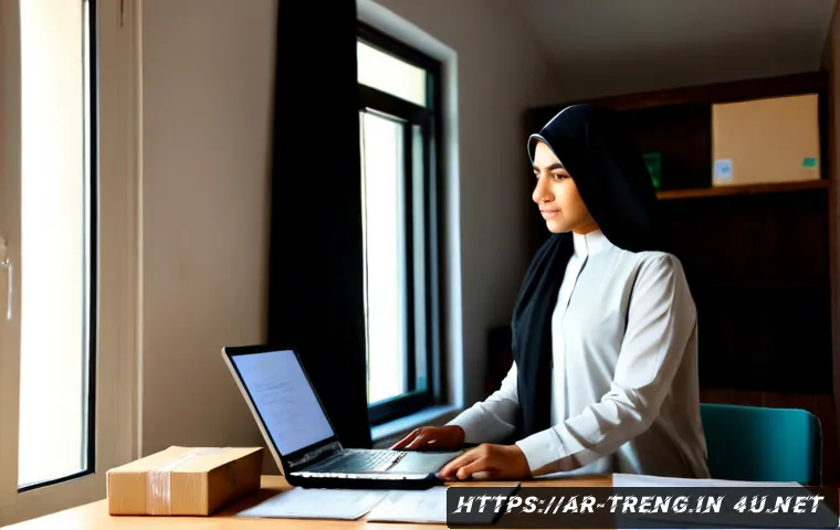 무역영어 실기시험 준비를 위한 성공 사례 - Photorealistic success-story scene of a young Arab professional preparing for an international trade...