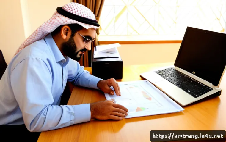 무역영어 학습 과정에서 얻는 부수적 지식 - Photorealistic modern study desk in a Gulf Arab home office, an adult Arab learner in modest busines...